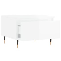 Table basse blanc brillant 50x46x35 cm bois d'ingénierie 