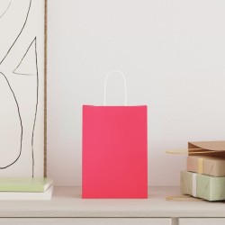 Sacs en papier 250 pcs avec poignées rose 15x8x21 cm 