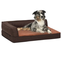 Matelas de lit ergonomique de chien 60x42 cm Polaire aspect lin 