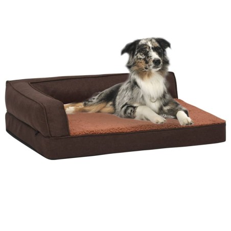 Matelas de lit ergonomique de chien 60x42 cm Polaire aspect lin 