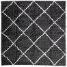 Tapis shaggy à poils longs moderne noir et crème 120x120 cm 