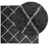 Tapis shaggy à poils longs moderne noir et crème 120x120 cm 