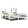 Lit bibliothèque sans matelas blanc 200x200 cm bois pin massif 
