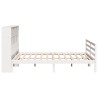 Lit bibliothèque sans matelas blanc 200x200 cm bois pin massif 
