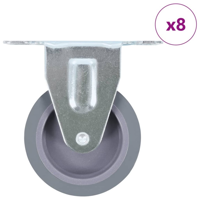 8 pcs Roulettes fixes 75 mm 