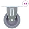 8 pcs Roulettes fixes 75 mm 