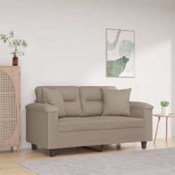 Canapé 2 places avec oreillers taupe 120 cm tissu microfibre 