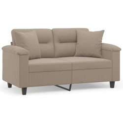 Canapé 2 places avec oreillers taupe 120 cm tissu microfibre 