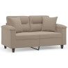 Canapé 2 places avec oreillers taupe 120 cm tissu microfibre 