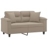 Canapé 2 places avec oreillers taupe 120 cm tissu microfibre 