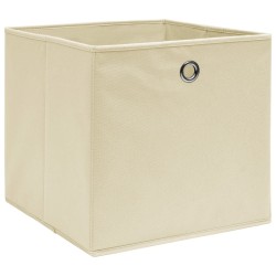 Boîtes de rangement 10 pcs Tissu intissé 28x28x28 cm Crème 