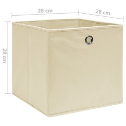 Boîtes de rangement 10 pcs Tissu intissé 28x28x28 cm Crème 