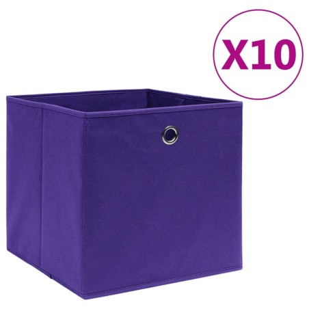 Boîtes de rangement 10 pcs Tissu intissé 28x28x28 cm Violet 