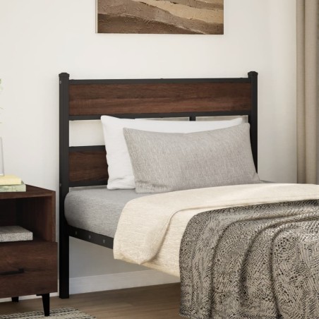 Tête de lit chêne marron 75 cm acier et bois d'ingénierie 