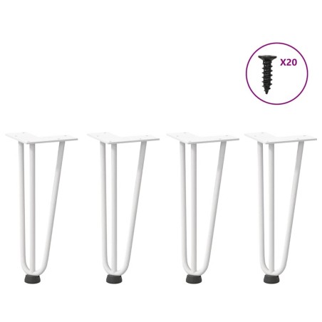 Pieds en épingle à cheveux pour table basse 4 pièces Blanc 30 cm Acier massif 