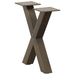 Pieds de table basse en forme de X, 2 pièces, acier naturel, 30 x (30-31) cm 