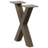 Pieds de table basse en forme de X, 2 pièces, acier naturel, 30 x (30-31) cm 