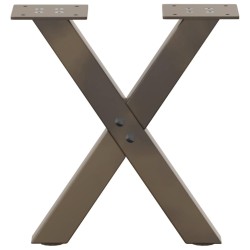 Pieds de table basse en forme de X, 2 pièces, acier naturel, 30 x (30-31) cm 