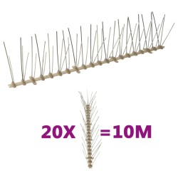 Ensemble de 20 pointes à 5 rangées contre oiseaux Plastique 10m 