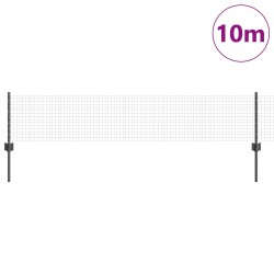 Clôture en fil soudé avec 5 poteaux U gris 0.4x10 m en acier 