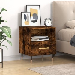 Table de chevet chêne fumé 40x35x47,5 cm bois d’ingénierie 