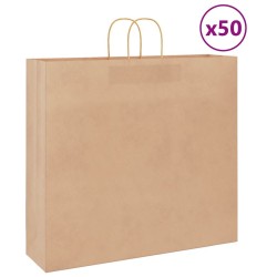 Sacs en papier 50 pcs avec poignées marron 54x15x49 cm 