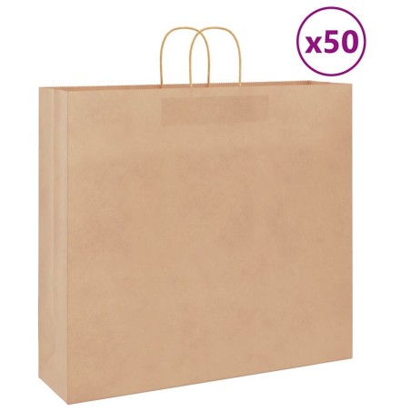 Sacs en papier 50 pcs avec poignées marron 54x15x49 cm 