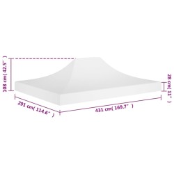 Toit de tente de réception 4,5x3 m Blanc 270 g/m² 