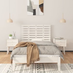 Tête de lit murale Blanc 106x3x63 cm Bois massif de pin 