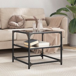 Table basse avec dessus en verre noir 50x50x45 cm acier 
