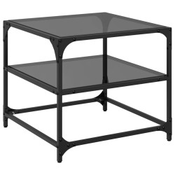 Table basse avec dessus en verre noir 50x50x45 cm acier 