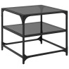 Table basse avec dessus en verre noir 50x50x45 cm acier 