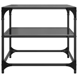 Table basse avec dessus en verre noir 50x50x45 cm acier 