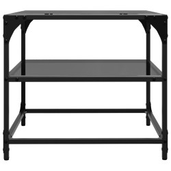 Table basse avec dessus en verre noir 50x50x45 cm acier 