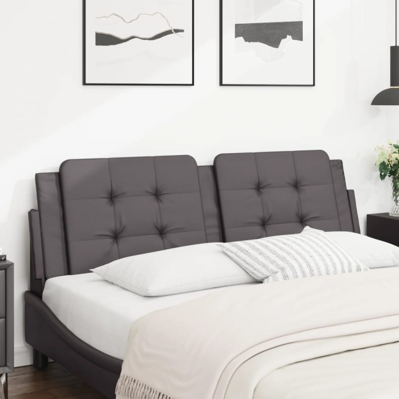 Coussin de tête de lit gris 160 cm similicuir 