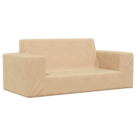 Canapé pour enfants à 2 places Crème Peluche douce 
