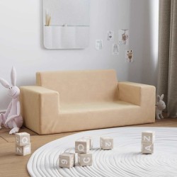 Canapé pour enfants à 2 places Crème Peluche douce 