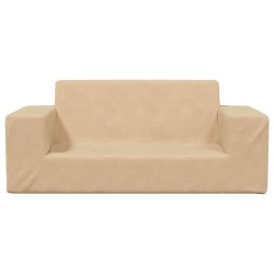 Canapé pour enfants à 2 places Crème Peluche douce 