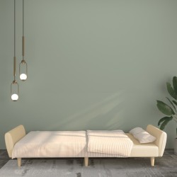 Canapé-lit à 2 places crème tissu 