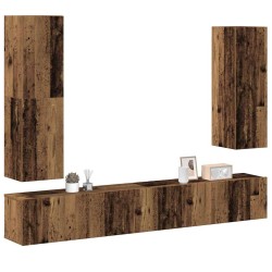 Ensemble de meuble TV mural 4 pcs vieux bois bois d'ingénierie 
