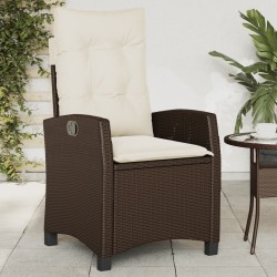 Chaises inclinables de jardin lot de 2 et coussins marron rotin 