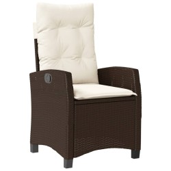 Chaises inclinables de jardin lot de 2 et coussins marron rotin 
