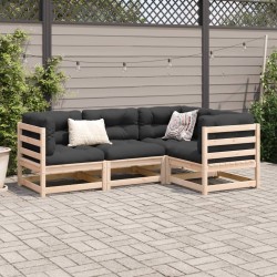 Salon de jardin 4 pcs bois massif de pin 