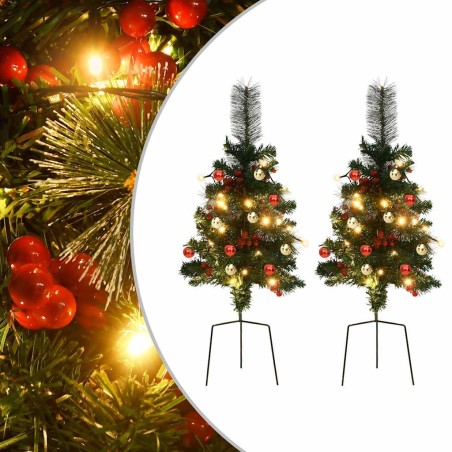 Arbre de Noël artificiel pré-éclairé d'allée 2 pcs 76 cm PVC 