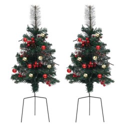 Arbre de Noël artificiel pré-éclairé d'allée 2 pcs 76 cm PVC 