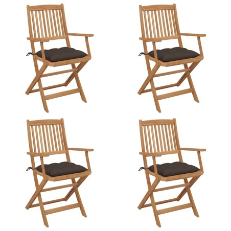 Chaises pliables de jardin lot de 4 avec coussins Bois d'acacia 