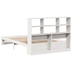 Lit bibliothèque sans matelas blanc 140x200 cm bois pin massif 