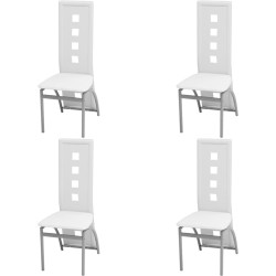 Chaises à manger lot de 4 blanc similicuir 