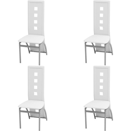 Chaises à manger lot de 4 blanc similicuir 