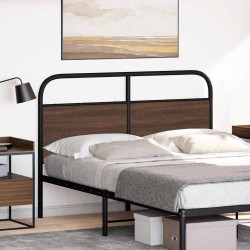 Tête de lit chêne marron 120 cm acier et bois d'ingénierie 